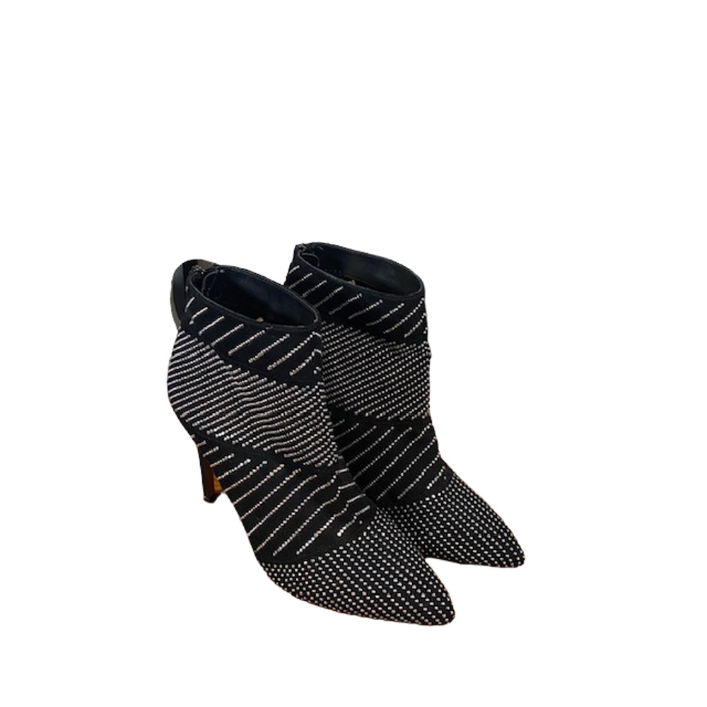 Express Women’s Black Embellished Silver Dotted Stiletto Ankle Booties Size 6